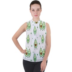 Cute-seamless-pattern-with-avocado-lovers Mock Neck Chiffon Sleeveless Top by uniart180623