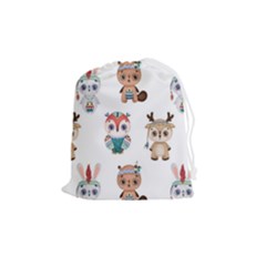 Cute-cartoon-boho-animals-seamless-pattern Drawstring Pouch (medium) by uniart180623