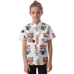 Cute-cartoon-boho-animals-seamless-pattern Kids  Short Sleeve Shirt by uniart180623