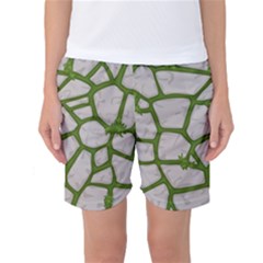 Cartoon-gray-stone-seamless-background-texture-pattern Green Women s Basketball Shorts by uniart180623