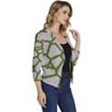 Cartoon-gray-stone-seamless-background-texture-pattern Green Women s Casual 3/4 Sleeve Spring Jacket View3