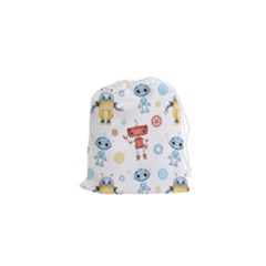 Cute-cartoon-robots-seamless-pattern Drawstring Pouch (xs) by uniart180623