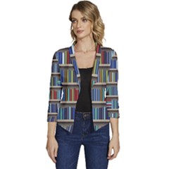 Bookshelf Women s Casual 3/4 Sleeve Spring Jacket by uniart180623