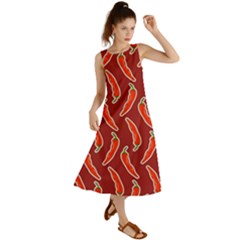 Chili-pattern-red Summer Maxi Dress by uniart180623