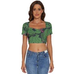 Seamless-pattern-with-hand-drawn-guelder-rose-branches Short Sleeve Square Neckline Crop Top  by uniart180623