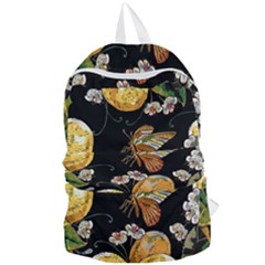 Embroidery-blossoming-lemons-butterfly-seamless-pattern Foldable Lightweight Backpack by uniart180623