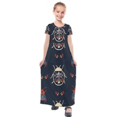 Floral-bugs-seamless-pattern Kids  Short Sleeve Maxi Dress by uniart180623