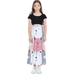 Cute Seamless Pattern With Cats Kids  Flared Maxi Skirt by uniart180623