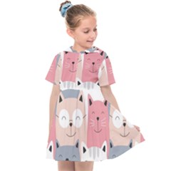 Cute Seamless Pattern With Cats Kids  Sailor Dress by uniart180623