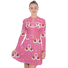 Swan-pattern-elegant-style Long Sleeve Panel Dress by uniart180623