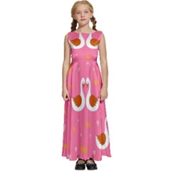 Swan-pattern-elegant-style Kids  Satin Sleeveless Maxi Dress by uniart180623