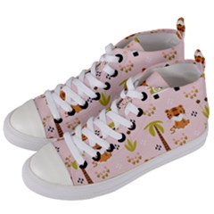 Cute-tiger-car-safari-seamless-pattern Women s Mid-top Canvas Sneakers by uniart180623