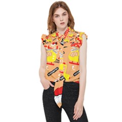 Seamless-pattern-cartoon-with-transportation-vehicles Frill Detail Shirt by uniart180623