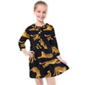 Seamless-exotic-pattern-with-tigers Kids  Quarter Sleeve Shirt Dress View1