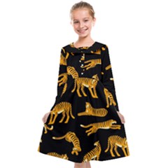 Seamless-exotic-pattern-with-tigers Kids  Midi Sailor Dress by uniart180623