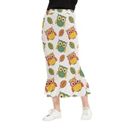 Background-with-owls-leaves-pattern Maxi Fishtail Chiffon Skirt by uniart180623