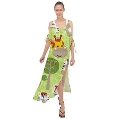 Funny-animals-cartoon Maxi Chiffon Cover Up Dress by uniart180623