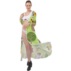 Funny-animals-cartoon Maxi Chiffon Beach Wrap by uniart180623