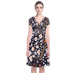 Trendy-mix-animal-skin-prints Short Sleeve Front Wrap Dress by uniart180623