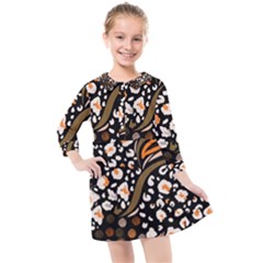 Trendy-mix-animal-skin-prints Kids  Quarter Sleeve Shirt Dress by uniart180623