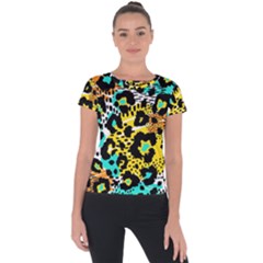 Seamless-leopard-wild-pattern-animal-print Short Sleeve Sports Top  by uniart180623