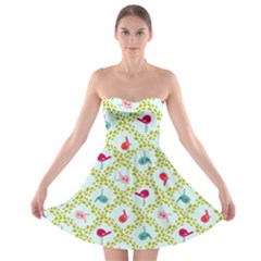 Birds-pattern-background Strapless Bra Top Dress by uniart180623