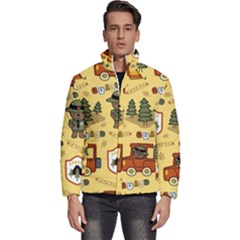 Seamless-pattern-funny-ranger-cartoon Men s Puffer Bubble Jacket Coat by uniart180623