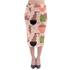 Japanese Street Food  Soba Noodle In Bowls Midi Pencil Skirt by uniart180623