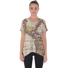 Vintage World Map Old  Globe Antique America Cut Out Side Drop Tee by uniart180623