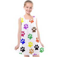 Pawprints-paw-prints-paw-animal Kids  Cross Back Dress by uniart180623