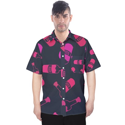 Wine Bottles Background Graphic Men s Hawaii Shirt by uniart180623