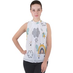 Art Pattern Design Wallpaper Background Print Mock Neck Chiffon Sleeveless Top by uniart180623