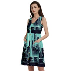 Buildings City Urban Destruction Background Sleeveless Dress With Pocket by uniart180623