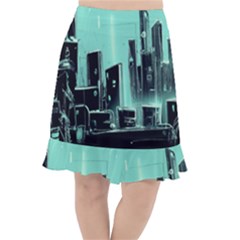 Buildings City Urban Destruction Background Fishtail Chiffon Skirt by uniart180623