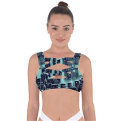 Buildings City Urban Destruction Background Bandaged Up Bikini Top by uniart180623