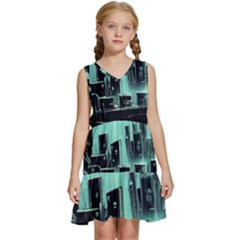 Buildings City Urban Destruction Background Kids  Sleeveless Tiered Mini Dress by uniart180623