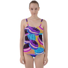 Cookies Chocolate Cookies Sweets Snacks Baked Goods Food Twist Front Tankini Set by uniart180623