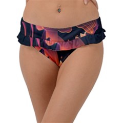 Fire Flame Burn Hot Heat Light Burning Orange Frill Bikini Bottoms by uniart180623