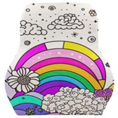 Rainbow Fun Cute Minimal Doodle Drawing Art Car Seat Back Cushion  by uniart180623