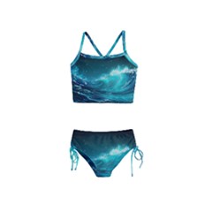 Tsunami Waves Ocean Sea Nautical Nature Water Girls  Tankini Swimsuit by uniart180623