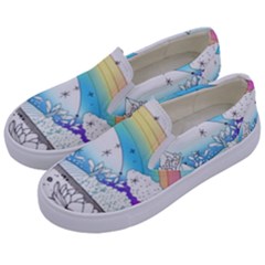 Rainbow Fun Cute Minimal Doodle Drawing Arts Kids  Canvas Slip Ons by uniart180623