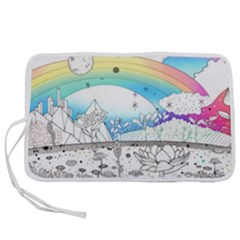 Rainbow Fun Cute Minimal Doodle Drawing Arts Pen Storage Case (l) by uniart180623
