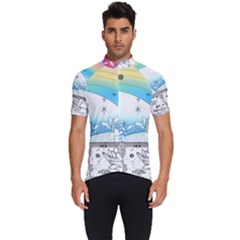 Rainbow Fun Cute Minimal Doodle Drawing Arts Men s Short Sleeve Cycling Jersey by uniart180623