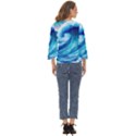 Tsunami Tidal Wave Ocean Waves Sea Nature Water Blue Painting Cut Out Wide Sleeve Top View4