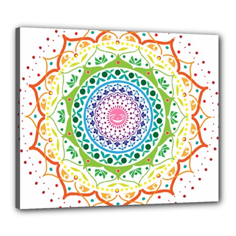 Mandala Pattern Rainbow Pride Canvas 24  X 20  (stretched) by Ravend