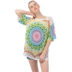 Mandala Pattern Rainbow Pride Oversized Chiffon Top by Ravend