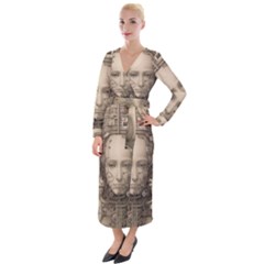 Cyborg Robot Future Drawing Poster Velvet Maxi Wrap Dress by Ravend