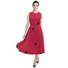 Minimalist Summer Watermelon Wallpaper Round Neck Boho Dress by Ravend