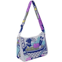 Ramen Kanji Vaporwave Artwork Minimalism Zip Up Shoulder Bag by Bangk1t