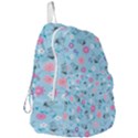 Pink And Blue Floral Wallpaper Foldable Lightweight Backpack View3